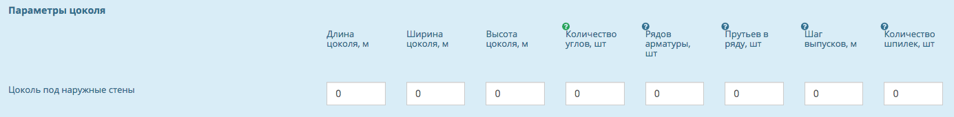 Основные параметры монолитного цоколя фундаментной ж/б плиты
