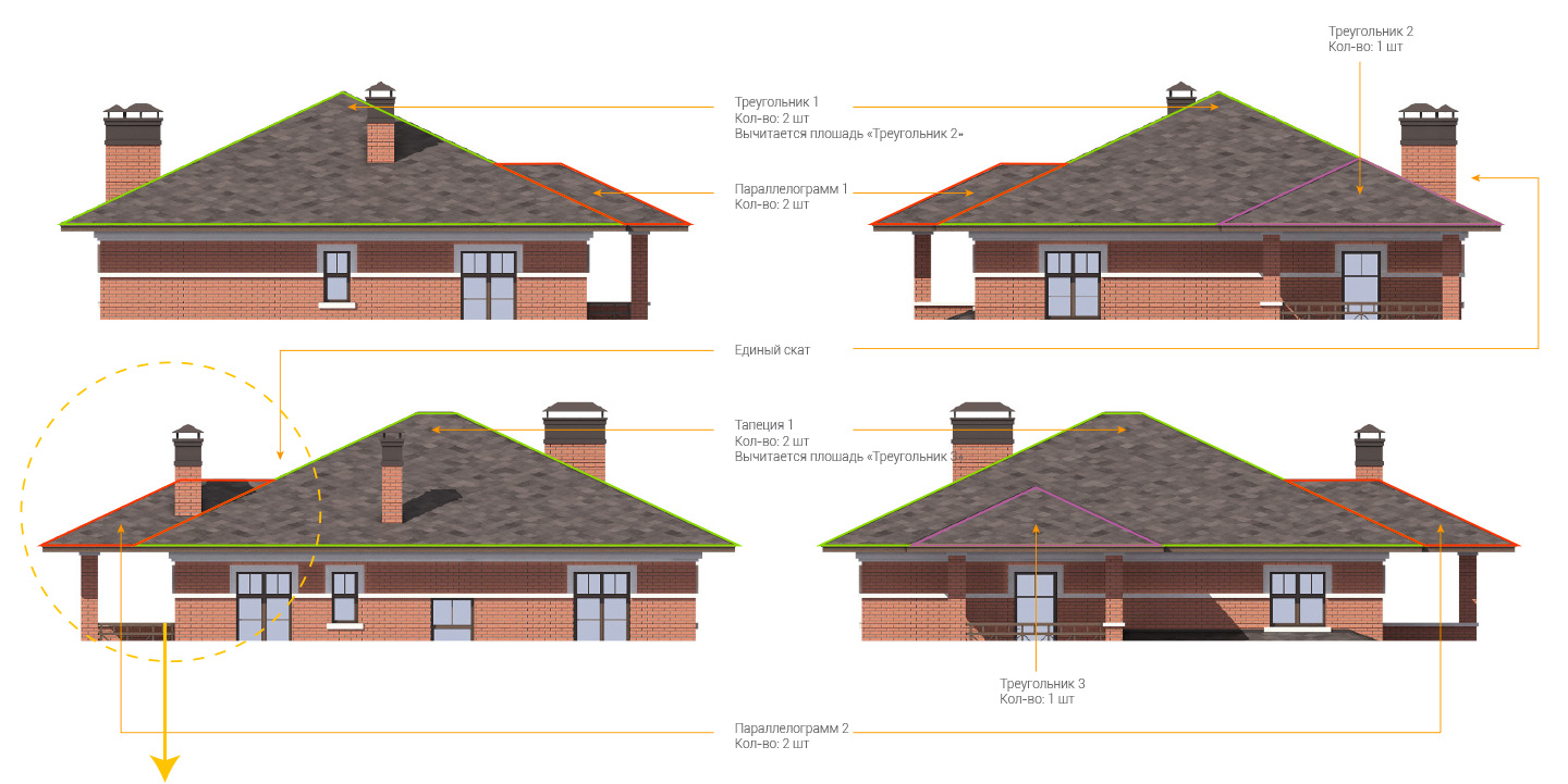 Вид на крышу для снятия форм со стороны фасадов